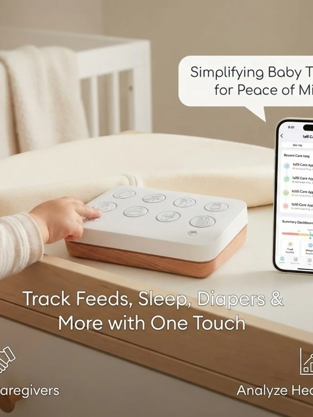 Talli One-Touch Caregiver & Health Tracker Baby / Elderly Logger w/ App - New